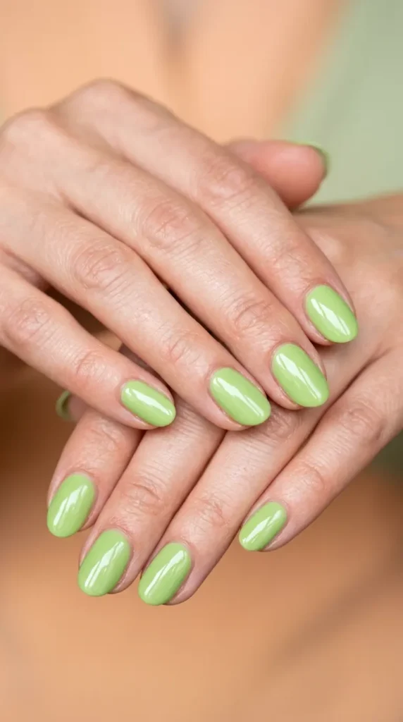 Celery Green Minimal Nails