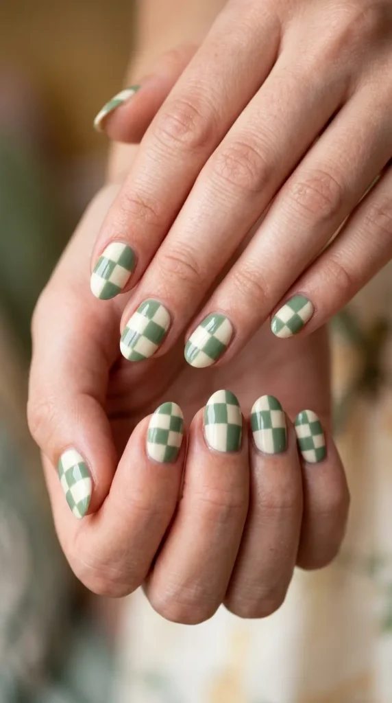 Checkerboard Accent Nails