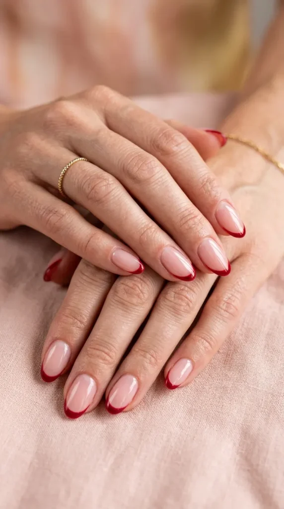 Cherry Red Micro French Nails