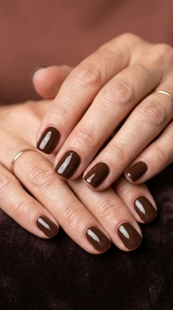 Chocolate Brown Gloss Nails