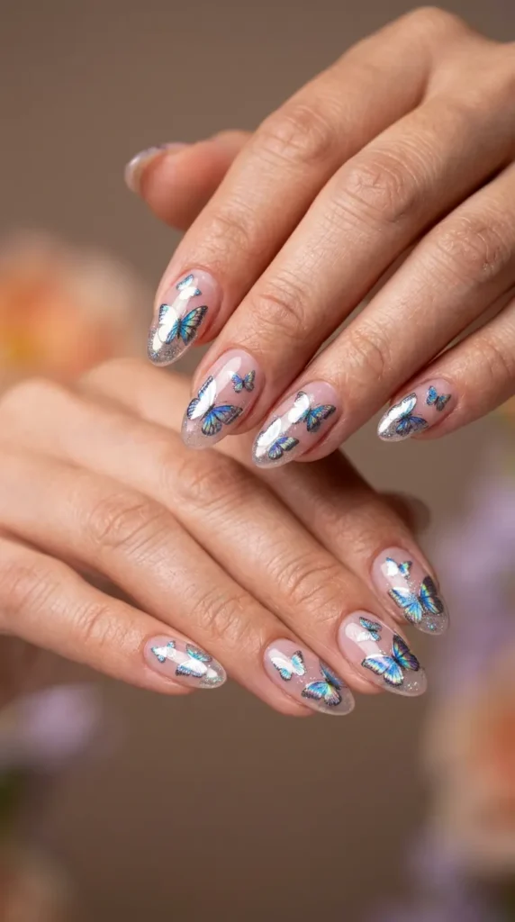 Chrome Butterfly Nails