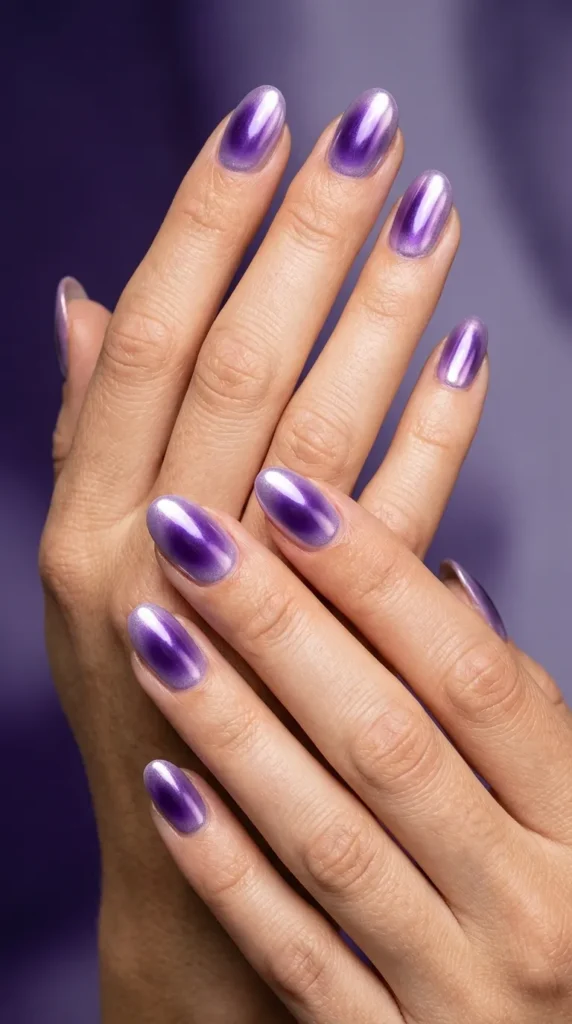 Chrome Purple Aura Nails