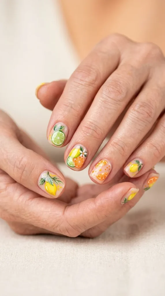 Citrus Fruit Mix Nail Art