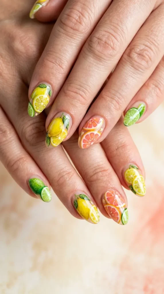 Citrus Fruit Nail Art