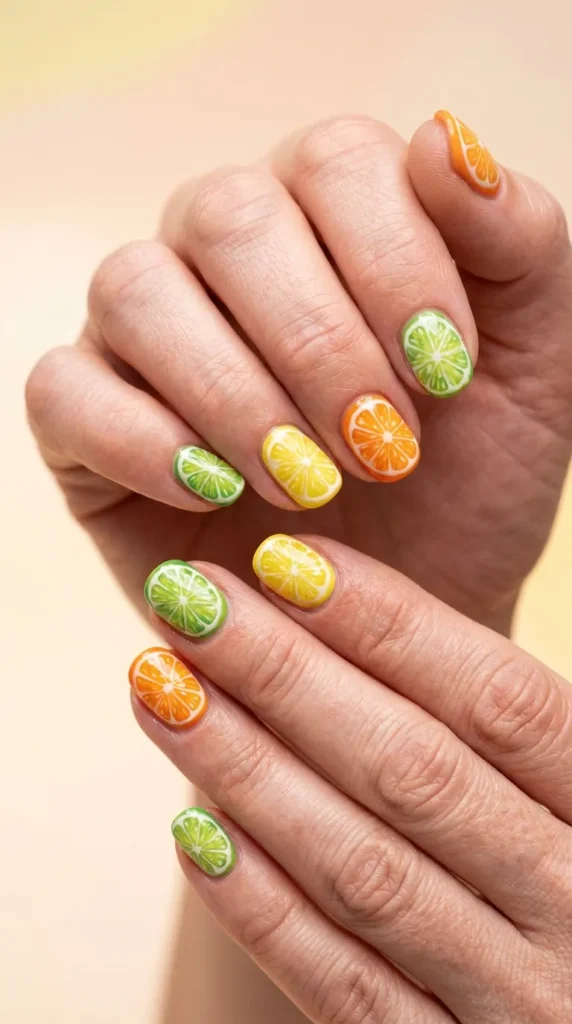Citrus Slice Nail Art