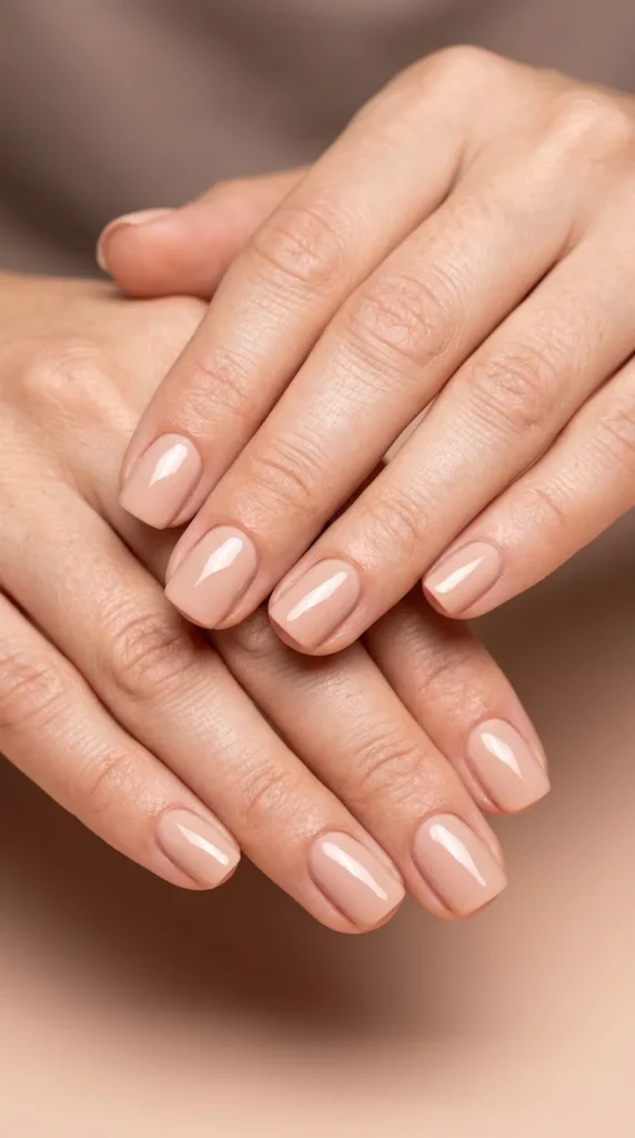 Clean Girl Glossy Nude Nails