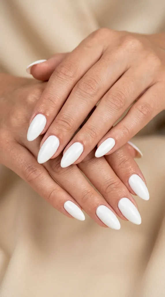 Clean White Almond Nails