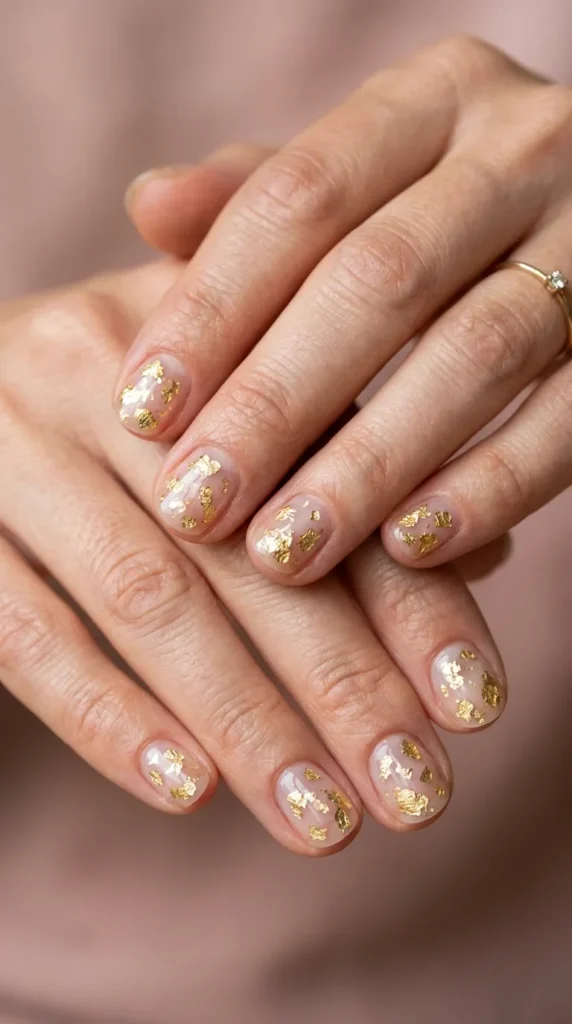 Clear jelly gold foil nails
