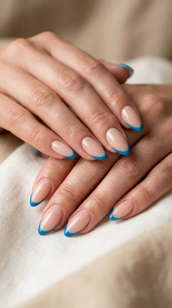 Coastal Blue Micro French Nails