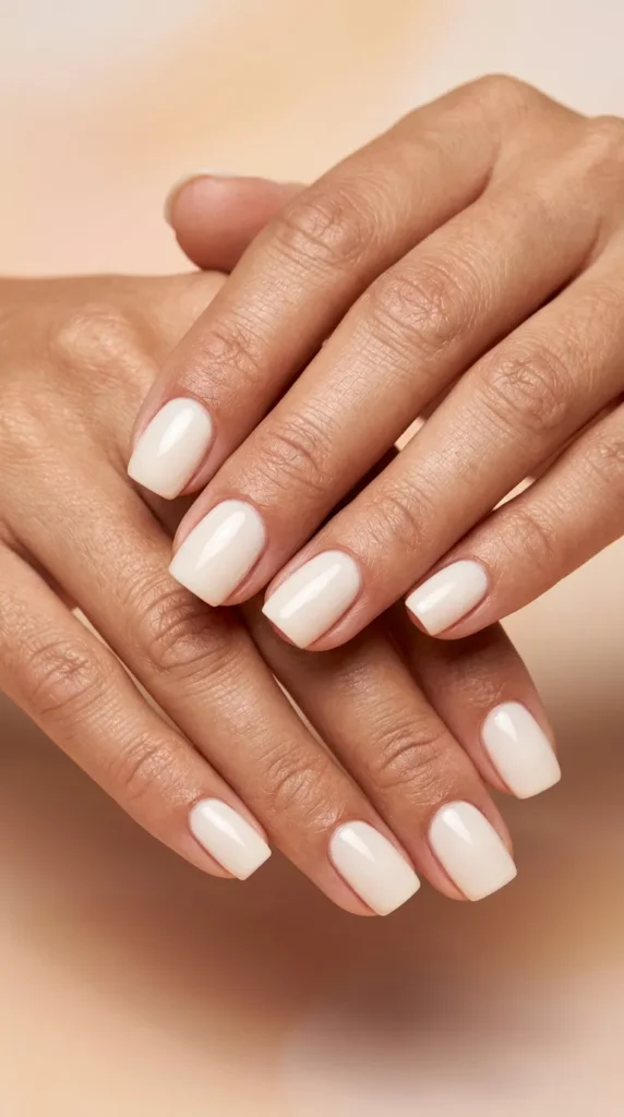 Coconut cream nude glossy minimalist nails
