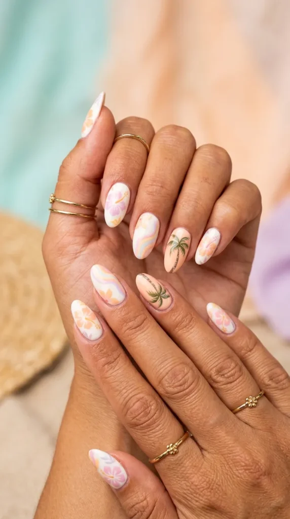Coconut Girl Summer Nails