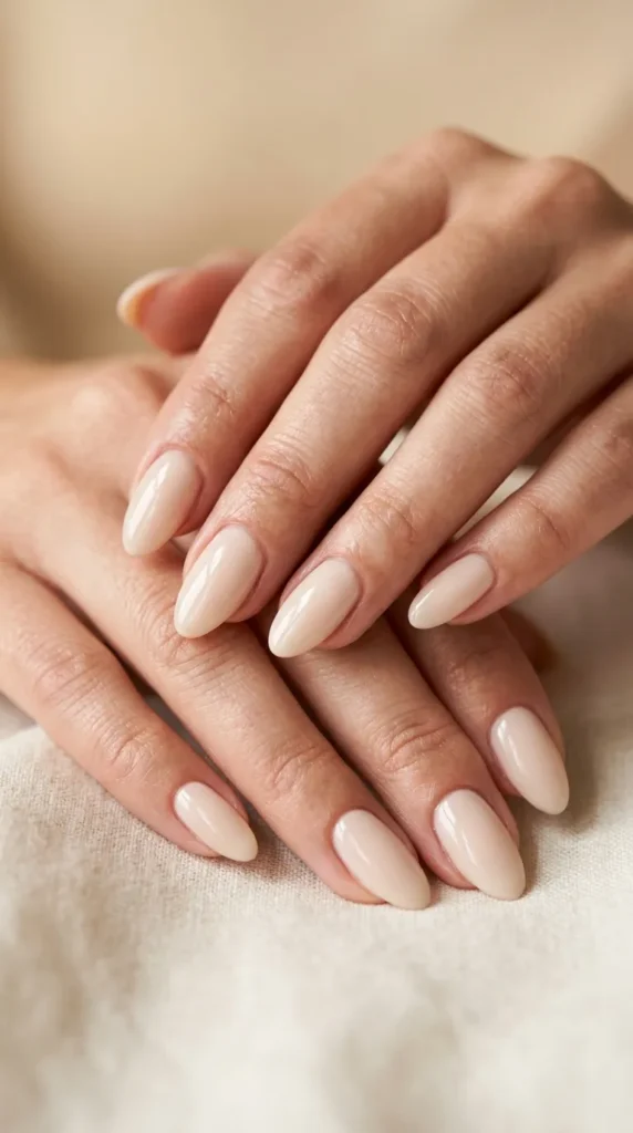 Coconut milk nude glossy nails