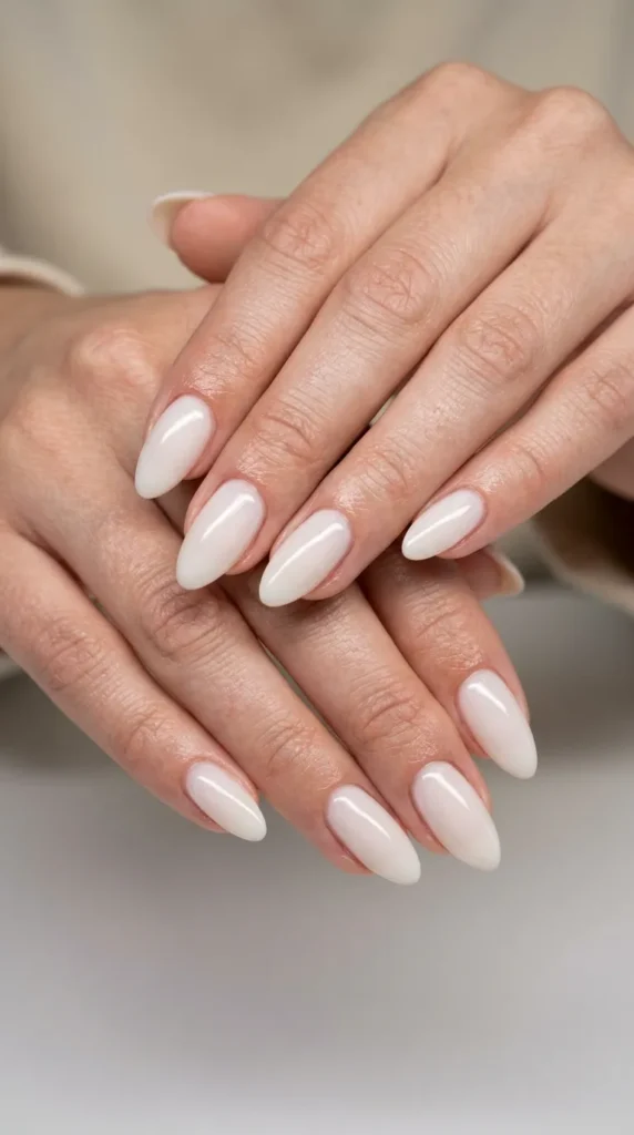 Coconut white clean girl nails