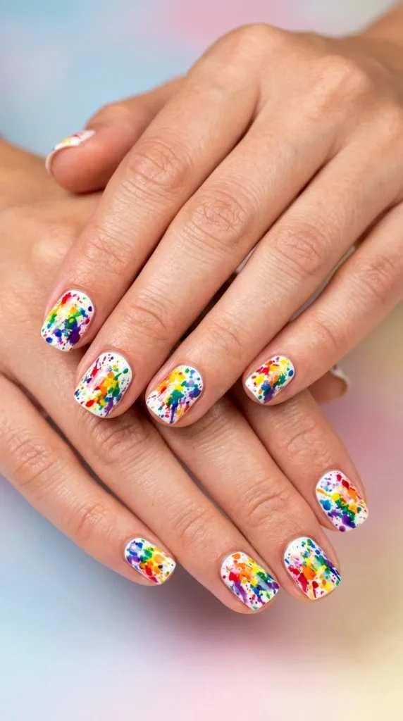 Color Splash Rainbow Nails