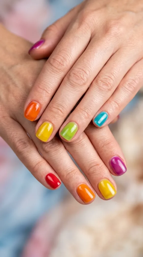 Colorful Jelly Rainbow Nails