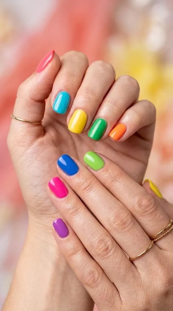 Colorful Mismatched Summer Nails