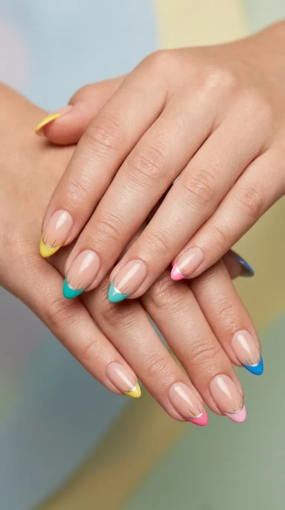Colorful Pencil Tip Nails
