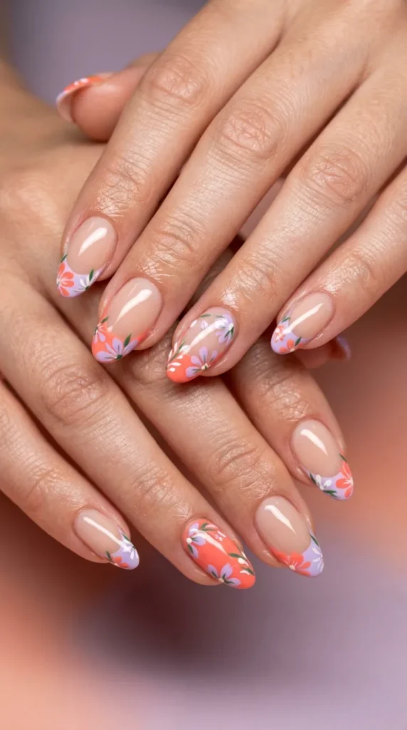 Coral & Lavender Mixed Floral Tips