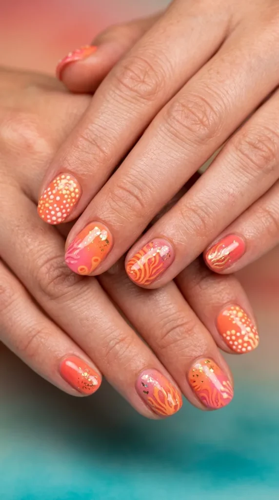 Coral Reef Inspired Nails