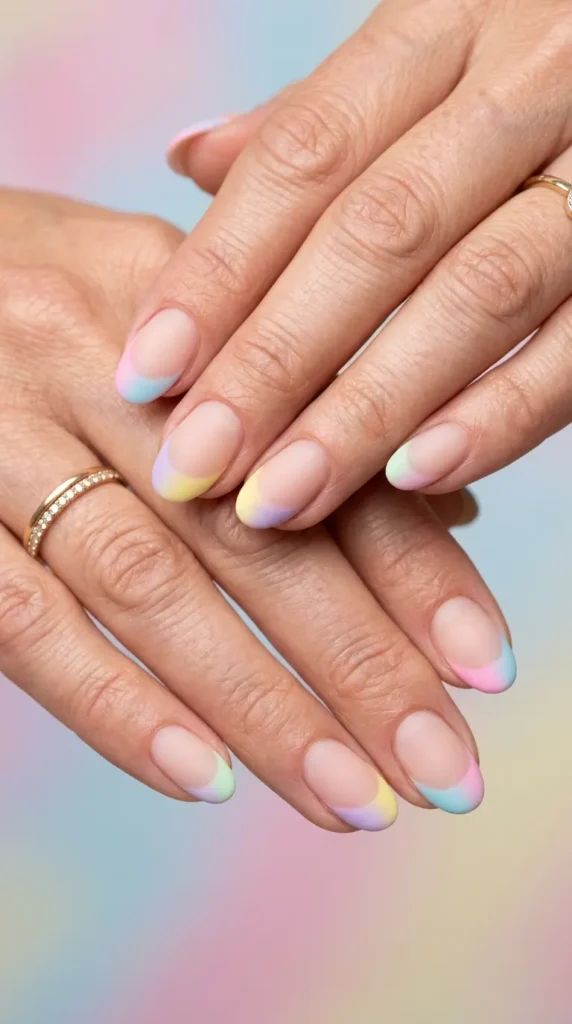 Cotton Candy Rainbow French Tips