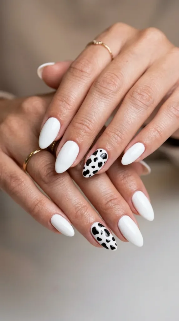 Cow Print Accent Nails