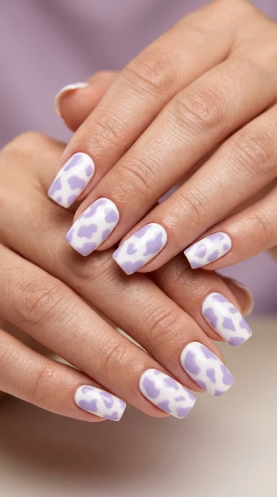 Cow Print Pastel Nails
