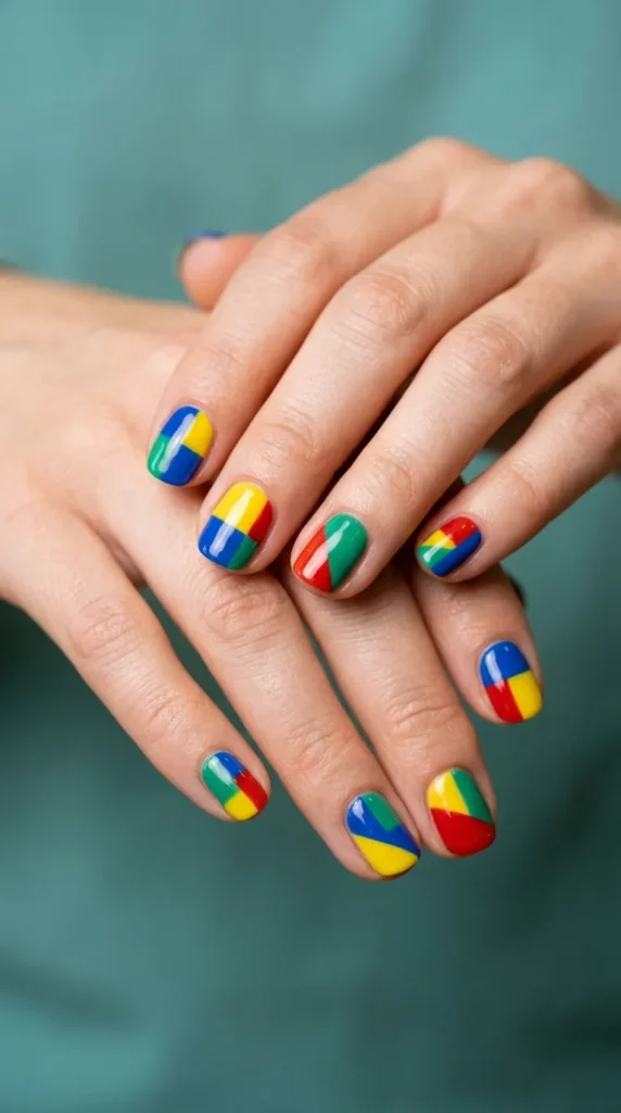 Crayon Color Block Nails