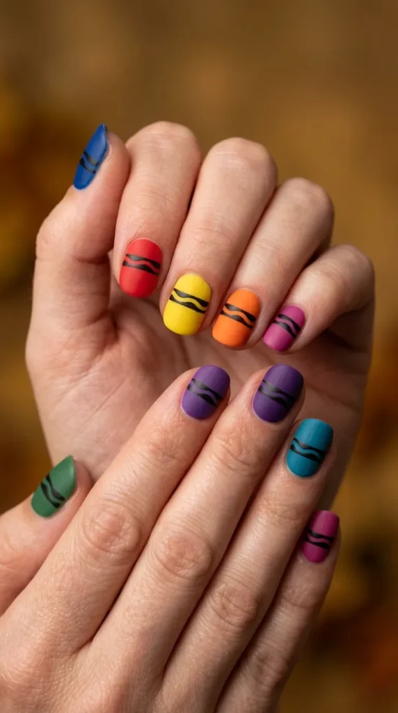 Crayon Rainbow Nails