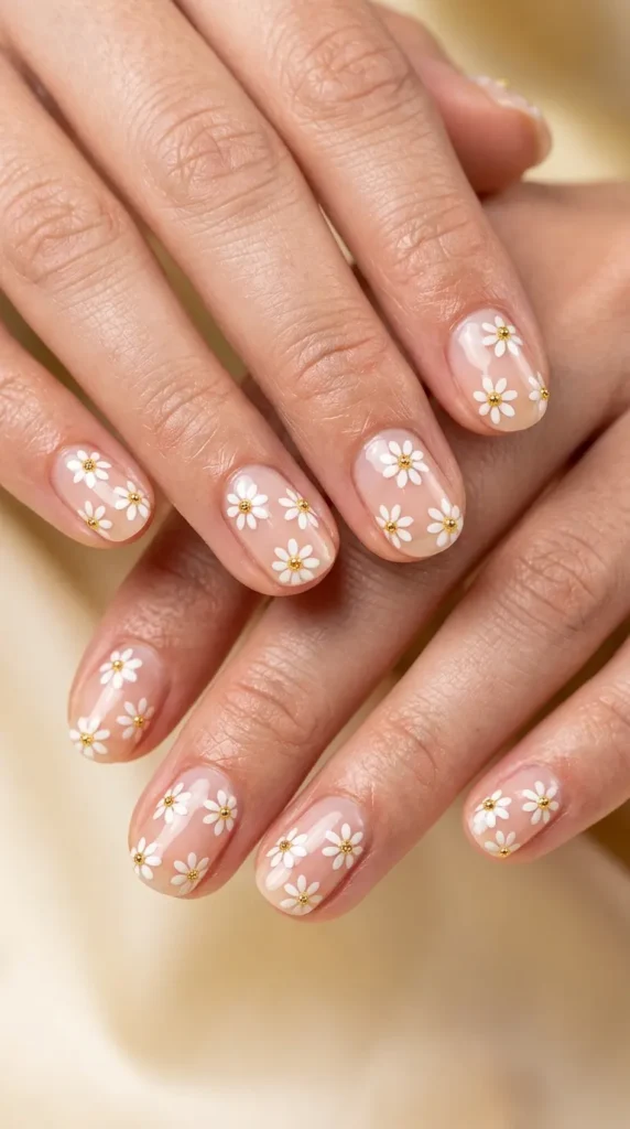 Daisy Flower Nail Art