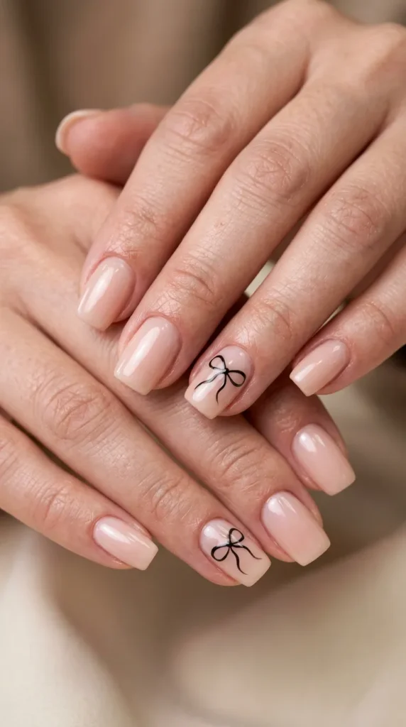 Delicate Bow Accent Nails