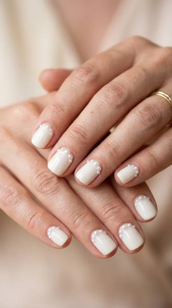 Delicate Pearl Embellished Nails