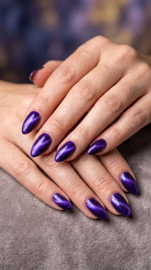 Electric Purple Cat Eye Nails