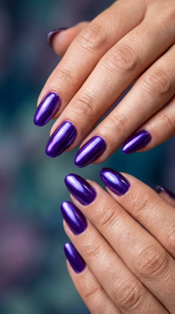 Electric Purple Chrome Nails