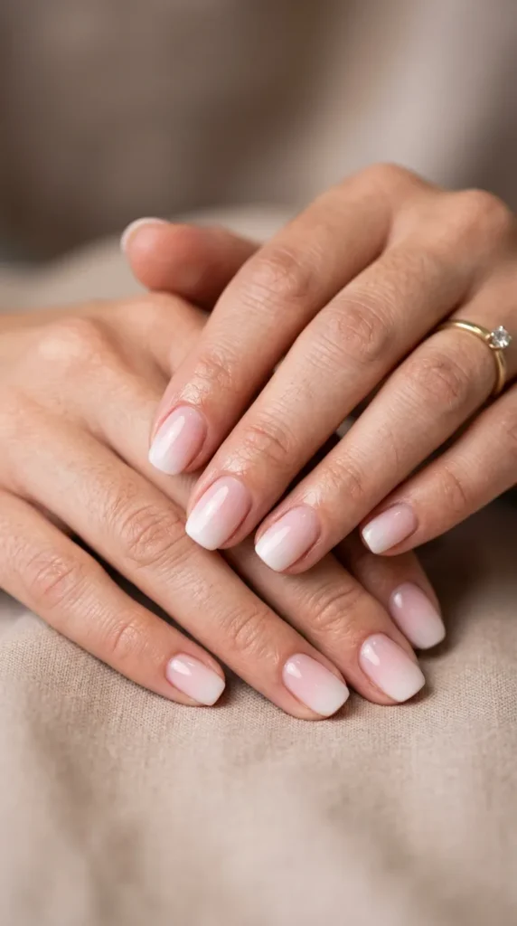 Elegant Baby Boomer Short Nails