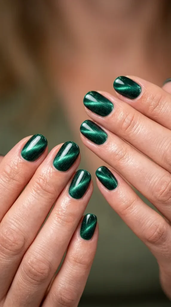 Emerald Cat Eye Nails