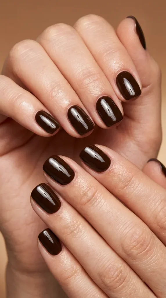 Espresso Brown Gloss Nails