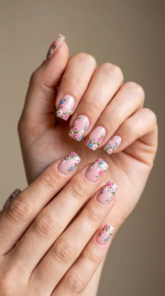 Floral Garden Square Nails