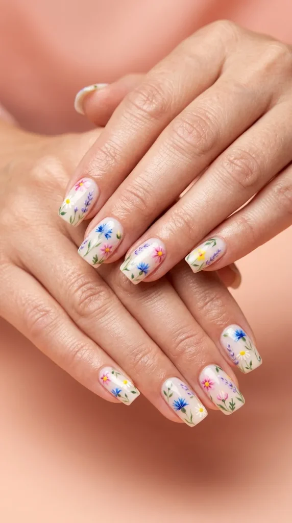 Floral press on nails