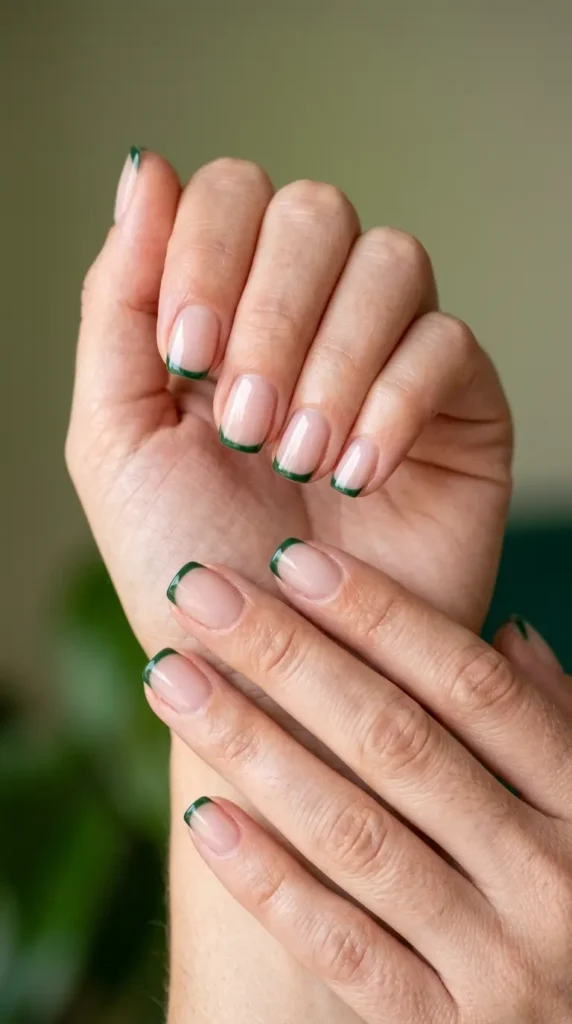 Forest Green Micro French Tips