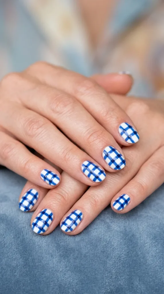 Gingham Picnic Nails