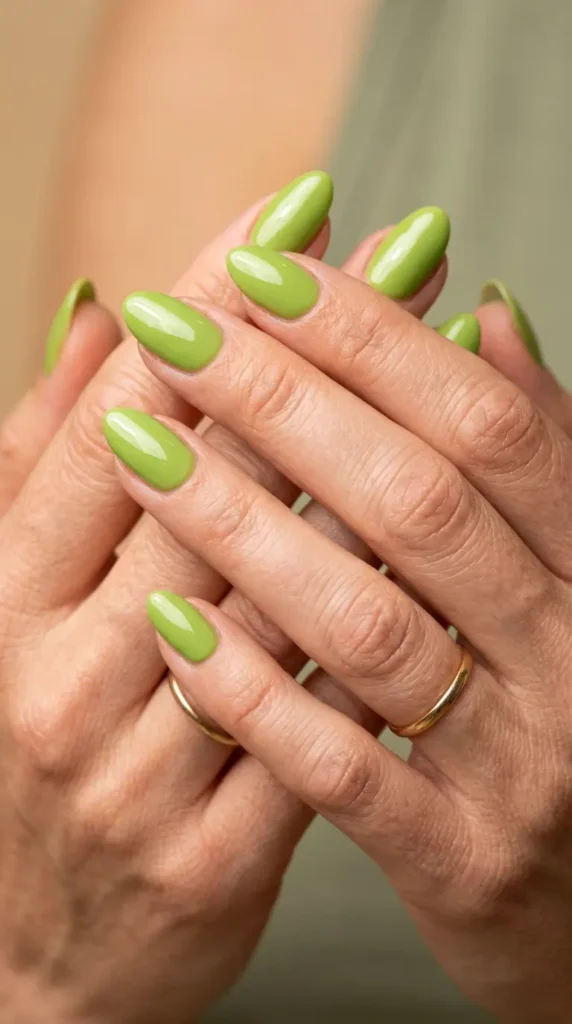 Glossy Lime Green Nails