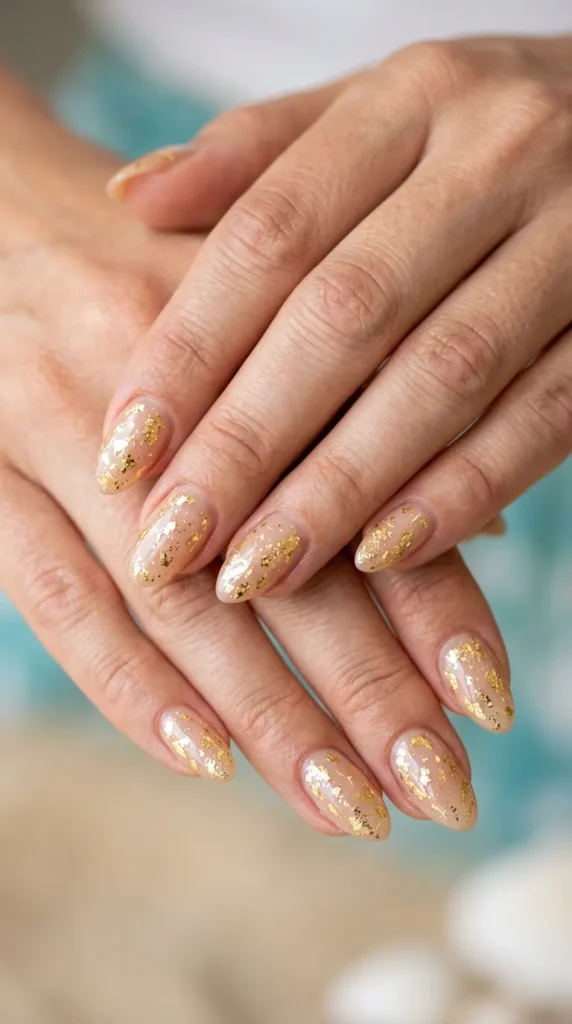 Gold Foil Beach Nails