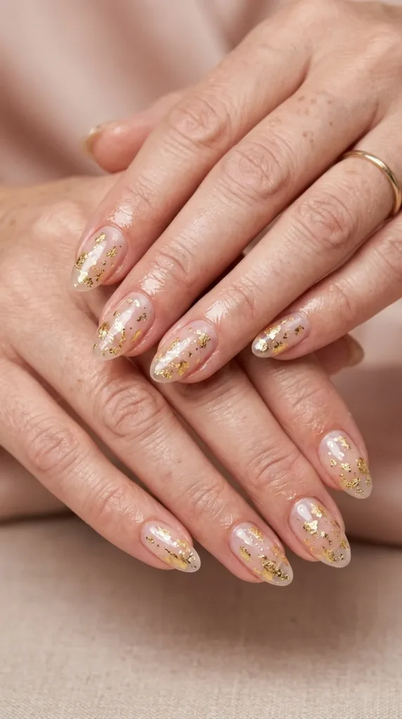 Gold foil clear nails