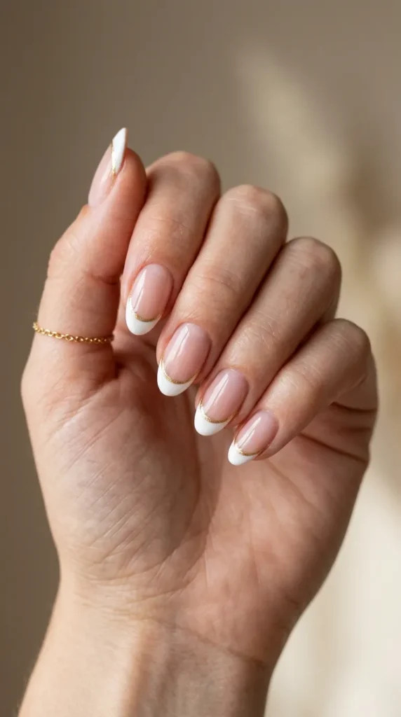 Gold Outline French Nails