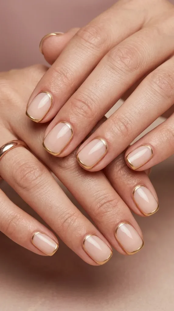 Gold Outline Minimalist Nails