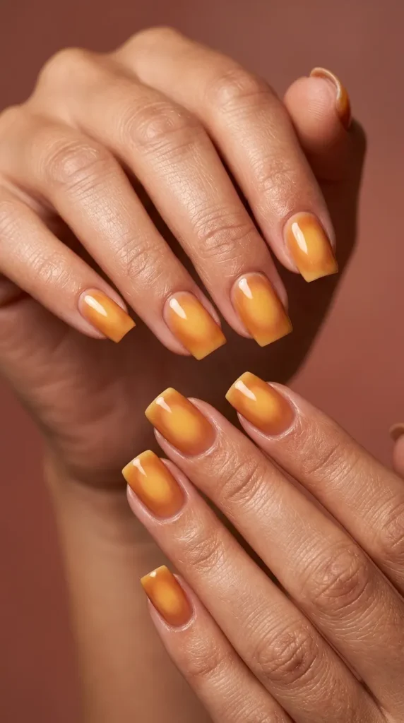 Golden Hour Aura Square Nails