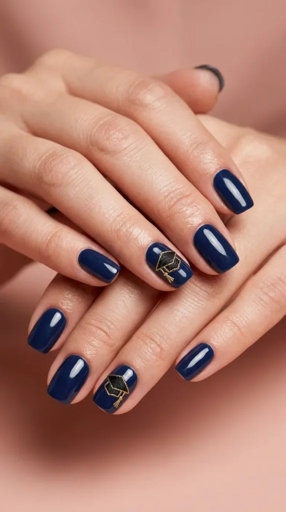Graduation Cap Accent Nails