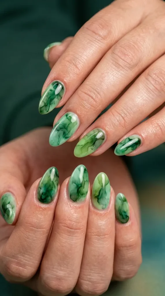 Green Blooming Gel Nails