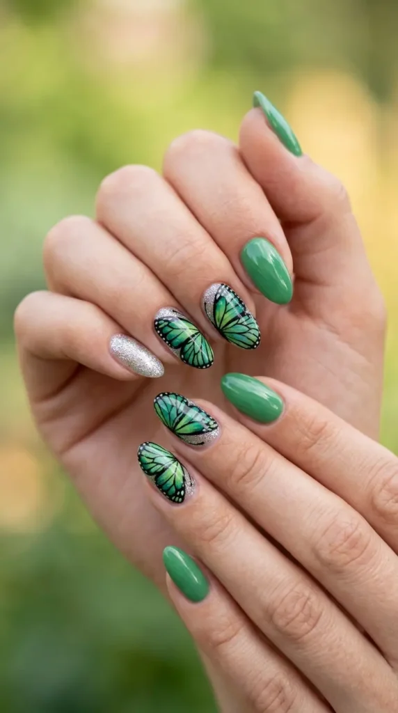 Green Butterfly Nails