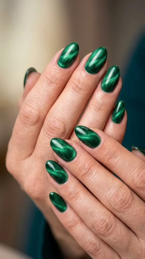 Green cat eye nails
